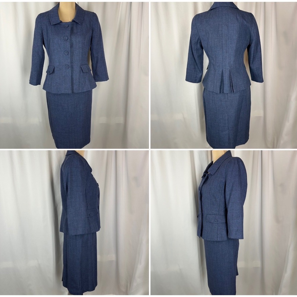Signature by Larry Levine Navy Textured Two-Piece Skirt Set - Picture 11 of 14